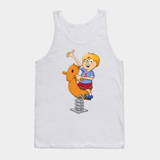 The happy boy on the spring rider. Tank Top